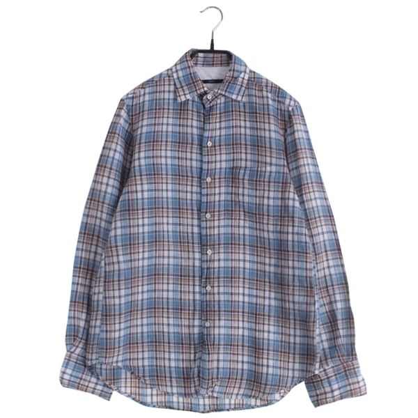 [SHIPS]   코튼+린넨 혼방 체크 셔츠( MADE IN JAPAN )[SIZE : MEN S]