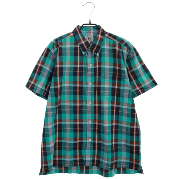 [HINCROP]   코튼 체크 패턴 반팔 셔츠[SIZE : MEN XL]