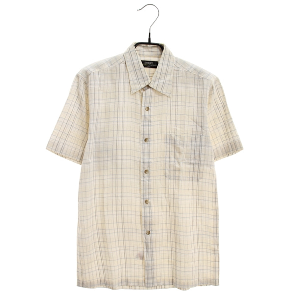 [LORDY]   울+코튼 혼방 체크 패턴 반팔 셔츠( MADE IN JAPAN )[SIZE : MEN S]
